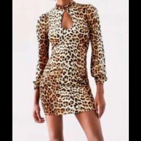 Urban Outfitters Dresses & Skirts - Leopard Print Velvet Keyhole Mini Dress